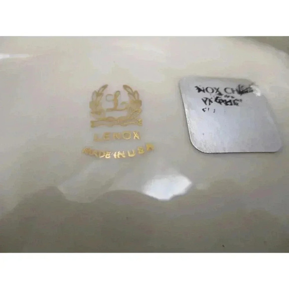 Lenox Symphony Oval Scalloped Fluted Footed Serving Bowl Platinum Trim USA - Picture 4 of 6